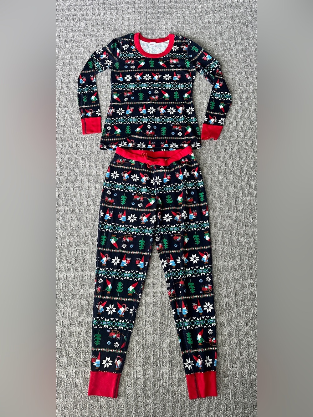 Hanna Andersson Women's Gnome Fair Isle Long John Pajamas Organic Cotton Size M